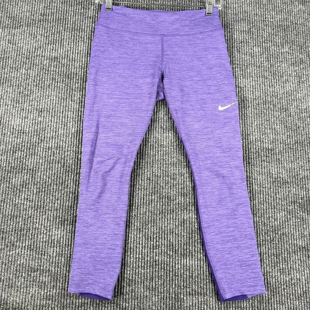 Nike Womens Leggings Small Purple Dri-Fit Activewear Gym Run Lift Drawstrings